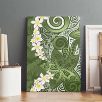 Green Polynesian Tribal Frangipani Tropical Vibe Canvas Wall Art