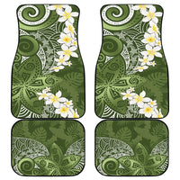 Green Polynesian Tribal Frangipani Tropical Vibe Car Mats