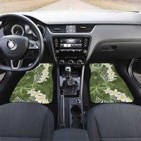 Green Polynesian Tribal Frangipani Tropical Vibe Car Mats