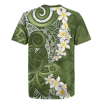 Green Polynesian Tribal Frangipani Tropical Vibe Rugby Jersey LT14 - Polynesian Pride