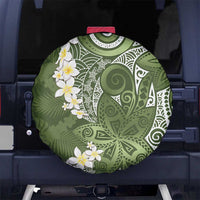 Green Polynesian Tribal Frangipani Tropical Vibe Spare Tire Cover