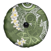 Green Polynesian Tribal Frangipani Tropical Vibe Spare Tire Cover