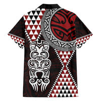 Red Aotearoa Niho Taniwha Family Matching Summer Maxi Dress and Hawaiian Shirt Maori Mythology Tooth - Taniko Motifs LT14 - Polynesian Pride