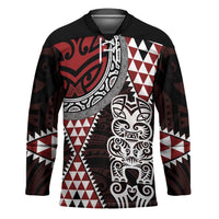 Red Aotearoa Niho Taniwha Hockey Jersey Maori Mythology Tooth - Taniko Motifs - Polynesian Pride