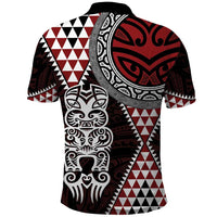 Red Aotearoa Niho Taniwha Polo Shirt Maori Mythology Tooth - Taniko Motifs