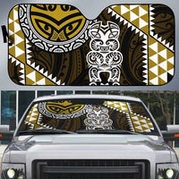 Yellow Aotearoa Niho Taniwha Auto Sun Shade Maori Mythology Tooth - Taniko Motifs - Polynesian Pride