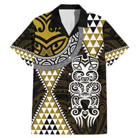 Yellow Aotearoa Niho Taniwha Family Matching Mermaid Dress and Hawaiian Shirt Maori Mythology Tooth - Taniko Motifs LT14 Dad's Shirt - Short Sleeve Yellow - Polynesian Pride