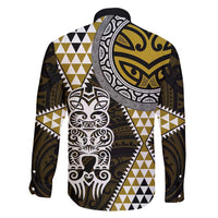 Yellow Aotearoa Niho Taniwha Family Matching Summer Maxi Dress and Hawaiian Shirt Maori Mythology Tooth - Taniko Motifs LT14 - Polynesian Pride