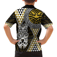 Yellow Aotearoa Niho Taniwha Kid Hawaiian Shirt Maori Mythology Tooth - Taniko Motifs LT14 - Polynesian Pride