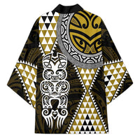 Yellow Aotearoa Niho Taniwha Kimono Maori Mythology Tooth - Taniko Motifs - Polynesian Pride