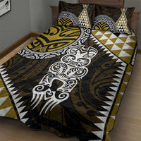 Yellow Aotearoa Niho Taniwha Quilt Bed Set Maori Mythology Tooth - Taniko Motifs