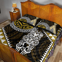 Yellow Aotearoa Niho Taniwha Quilt Bed Set Maori Mythology Tooth - Taniko Motifs