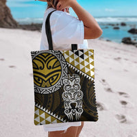 Yellow Aotearoa Niho Taniwha Tote Bag Maori Mythology Tooth - Taniko Motifs - Polynesian Pride