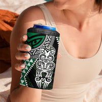 Green Aotearoa Niho Taniwha 4 in 1 Can Cooler Tumbler Maori Mythology Tooth - Taniko Motifs LT14 - Polynesian Pride