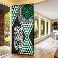 Green Aotearoa Niho Taniwha Door Cover Maori Mythology Tooth - Taniko Motifs - Polynesian Pride