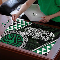 Green Aotearoa Niho Taniwha Puzzle Maori Mythology Tooth - Taniko Motifs - Polynesian Pride