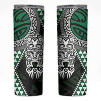 Green Aotearoa Niho Taniwha Skinny Tumbler Maori Mythology Tooth - Taniko Motifs LT14 Green - Polynesian Pride