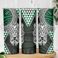 Green Aotearoa Niho Taniwha Skinny Tumbler Maori Mythology Tooth - Taniko Motifs LT14 - Polynesian Pride