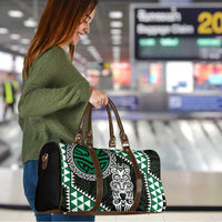 Green Aotearoa Niho Taniwha Travel Bag Maori Mythology Tooth - Taniko Motifs - Polynesian Pride