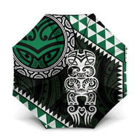 Green Aotearoa Niho Taniwha Umbrella Maori Mythology Tooth - Taniko Motifs - Polynesian Pride