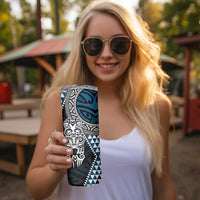 Blue Aotearoa Niho Taniwha Skinny Tumbler Maori Mythology Tooth - Taniko Motifs LT14 - Polynesian Pride