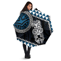 Blue Aotearoa Niho Taniwha Umbrella Maori Mythology Tooth - Taniko Motifs - Polynesian Pride