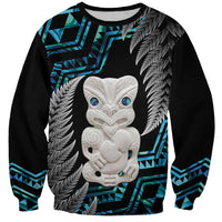 Aotearoa Taniko Paua Shell With Hei Tiki Sweatshirt LT14 Unisex Black - Polynesian Pride