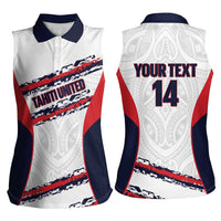 AS Venus Tahiti Football Custom Women Sleeveless Polo Shirt Go Champions Polynesian Pattern LT14 - Polynesian Pride