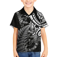 New Zealand Lizard Kid Hawaiian Shirt Silver Fern Aotearoa Maori LT14 Kid Black - Polynesian Pride