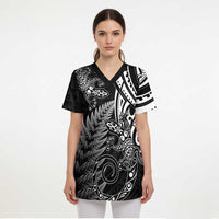 New Zealand Lizard Scrub Top Silver Fern Aotearoa Maori - Polynesian Pride