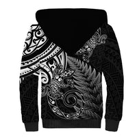 New Zealand Lizard Sherpa Hoodie Silver Fern Aotearoa Maori LT14 - Polynesian Pride
