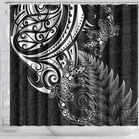 New Zealand Lizard Shower Curtain Silver Fern Aotearoa Maori
