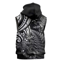 New Zealand Lizard Sleeveless Hoodie Silver Fern Aotearoa Maori LT14 - Polynesian Pride