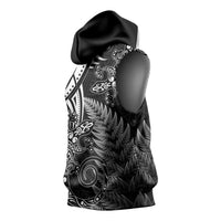 New Zealand Lizard Sleeveless Hoodie Silver Fern Aotearoa Maori LT14 - Polynesian Pride