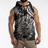New Zealand Lizard Sleeveless Hoodie Silver Fern Aotearoa Maori LT14 - Polynesian Pride