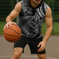 New Zealand Lizard Sleeveless Hoodie Silver Fern Aotearoa Maori LT14 - Polynesian Pride