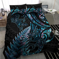 New Zealand Lizard Bedding Set Silver Fern Aotearoa Maori With Paua Shell