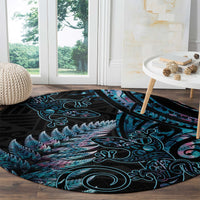 New Zealand Lizard Round Carpet Silver Fern Aotearoa Maori With Paua Shell