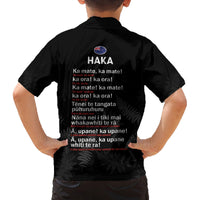 New Zealand Haka Rugby Family Matching Off Shoulder Short Dress and Hawaiian Shirt 2024 Pacific Go Black Silver Fern LT14 - Polynesian Pride