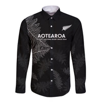 New Zealand Haka Rugby Long Sleeve Button Shirt 2024 Pacific Go Black Silver Fern LT14 Unisex Black - Polynesian Pride