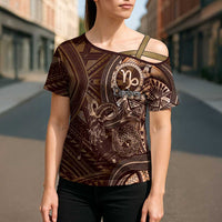 Personalised Polynesia Zodiac Capricorn Cross Shoulder Shirt Galaxy Polynesian Pattern Chest Tattoo Style