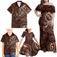 Personalised Polynesia Zodiac Capricorn Family Matching Off Shoulder Maxi Dress and Hawaiian Shirt Galaxy Polynesian Pattern Chest Tattoo Style LT14 - Polynesian Pride