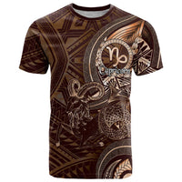 Personalised Polynesia Zodiac Capricorn T Shirt Galaxy Polynesian Pattern Chest Tattoo Style