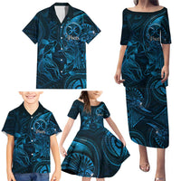 Personalised Polynesia Zodiac Pisces Family Matching Puletasi and Hawaiian Shirt Galaxy Polynesian Pattern Chest Tattoo Style