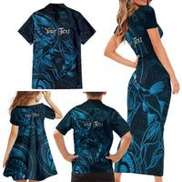 Personalised Polynesia Zodiac Pisces Family Matching Short Sleeve Bodycon Dress and Hawaiian Shirt Galaxy Polynesian Pattern Chest Tattoo Style LT14 - Polynesian Pride
