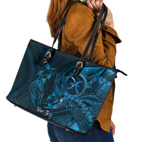 Personalised Polynesia Zodiac Pisces Leather Tote Bag Galaxy Polynesian Pattern Chest Tattoo Style LT14 - Polynesian Pride