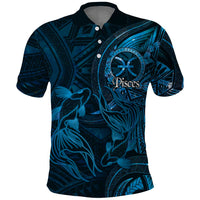 Personalised Polynesia Zodiac Pisces Polo Shirt Galaxy Polynesian Pattern Chest Tattoo Style