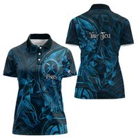 Personalised Polynesia Zodiac Pisces Women Polo Shirt Galaxy Polynesian Pattern Chest Tattoo Style