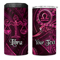 Personalised Polynesia Zodiac Libra 4 in 1 Can Cooler Tumbler Galaxy Polynesian Pattern Chest Tattoo Style