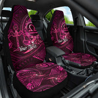 Personalised Polynesia Zodiac Libra Car Seat Cover Galaxy Polynesian Pattern Chest Tattoo Style LT14 One Size Pink - Polynesian Pride